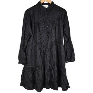 Raviya Women's Lace-Inset Button-Front Dress Cover-Up in Black XL